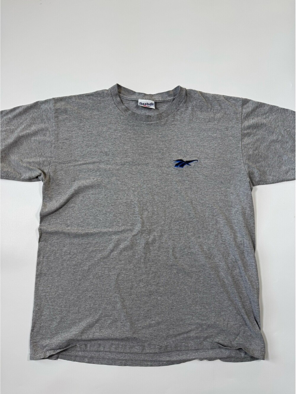 Vintage Reebok USA Made Gray Short Sleeve Tee Mens XL Small Logo